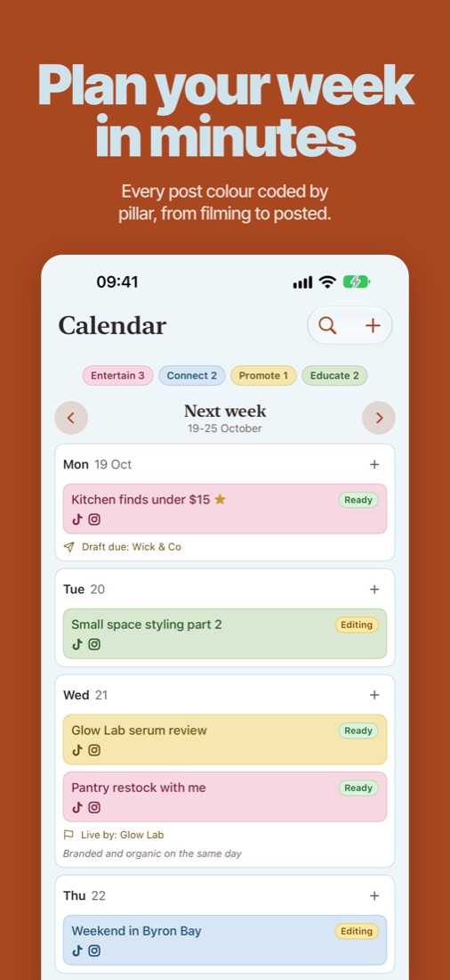 Plan your week in minutes